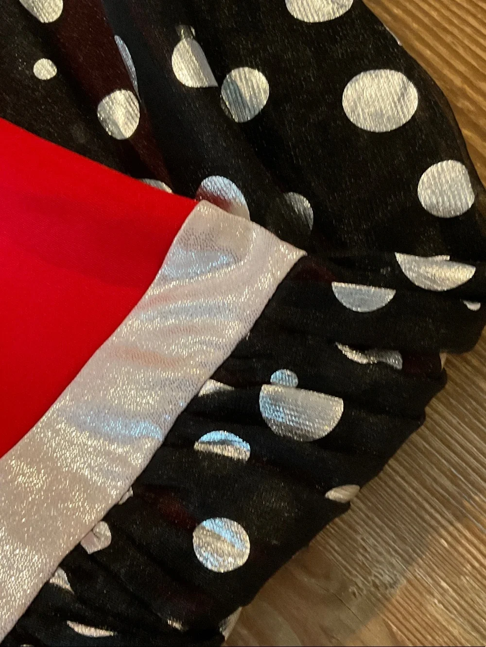 Disney Red and Black Polka Dot Sequin Minnie Dress with mouse ears hoodie 10|12